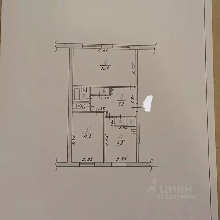 2-к кв. Татарстан, Тукаевский район, с. Бетьки ул. Гагарина, 9 (59.1 ... - Фото 2