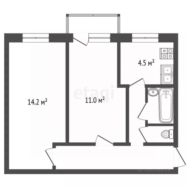 2-к кв. Московская область, Дубна ул. Курчатова, 30 (41.7 м) - Фото 2