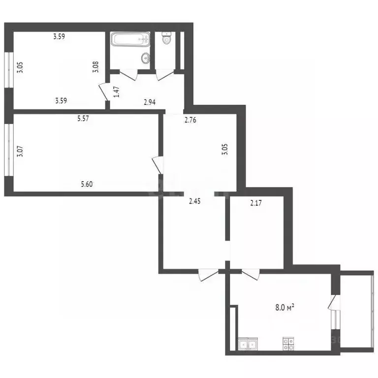 2-к кв. Псковская область, Псков Инженерная ул., 23А (70.7 м) - Фото 0
