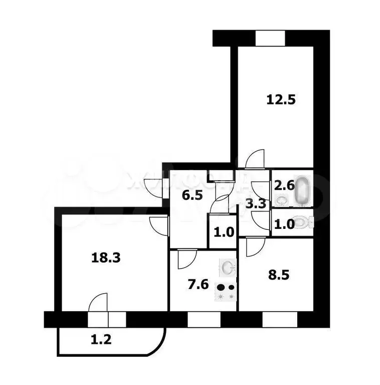 3-к. квартира, 62,9 м, 9/9 эт. - Фото 0