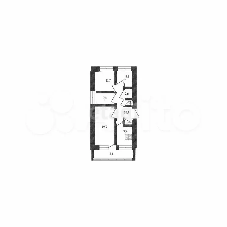 4-к. квартира, 71,2 м, 8/9 эт. - Фото 0
