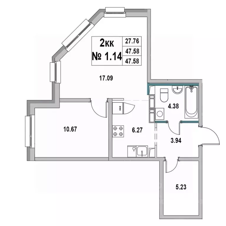 2-к кв. Ленинградская область, Выборг ул. 1-я Южная, 8 (47.58 м) - Фото 0