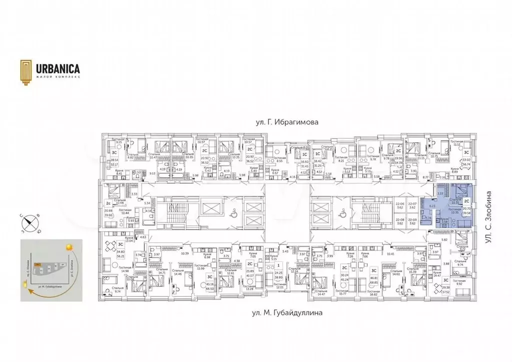 2-к. квартира, 39,6 м, 22/32 эт. - Фото 1