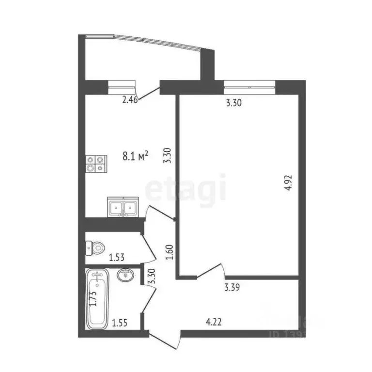 1-к кв. Тюменская область, Тюмень Антипино мкр, ул. Беловежская, 5 ... - Фото 2