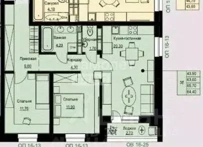 3-к кв. Липецкая область, Липецк Индустриальная ул., 90Б (69.0 м) - Фото 2