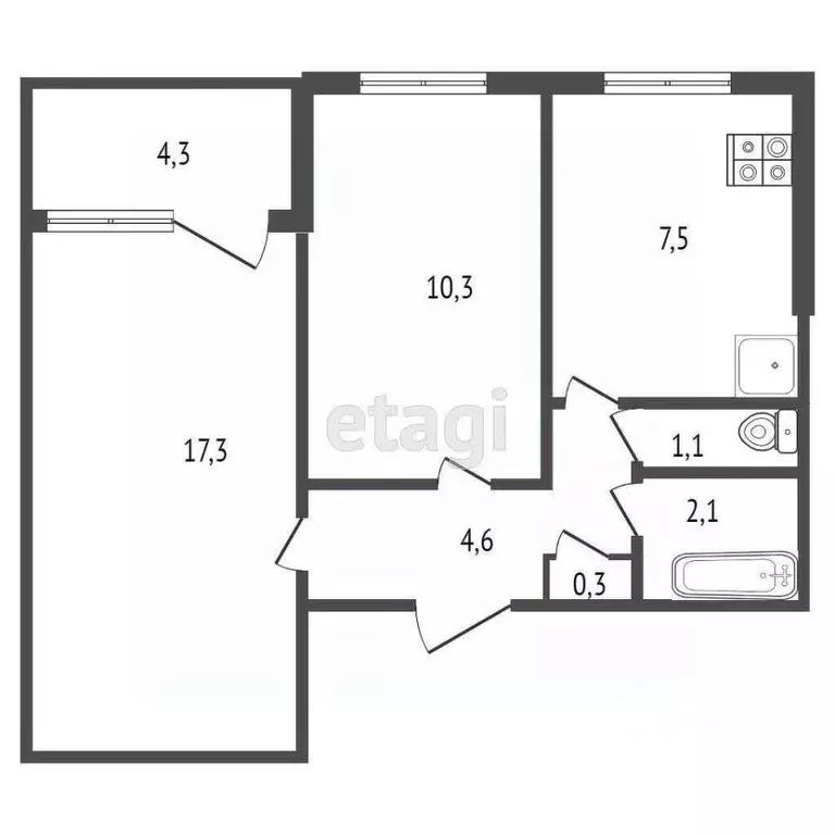 2-к кв. Хабаровский край, Комсомольск-на-Амуре Вокзальная ул., 52к3 ... - Фото 2