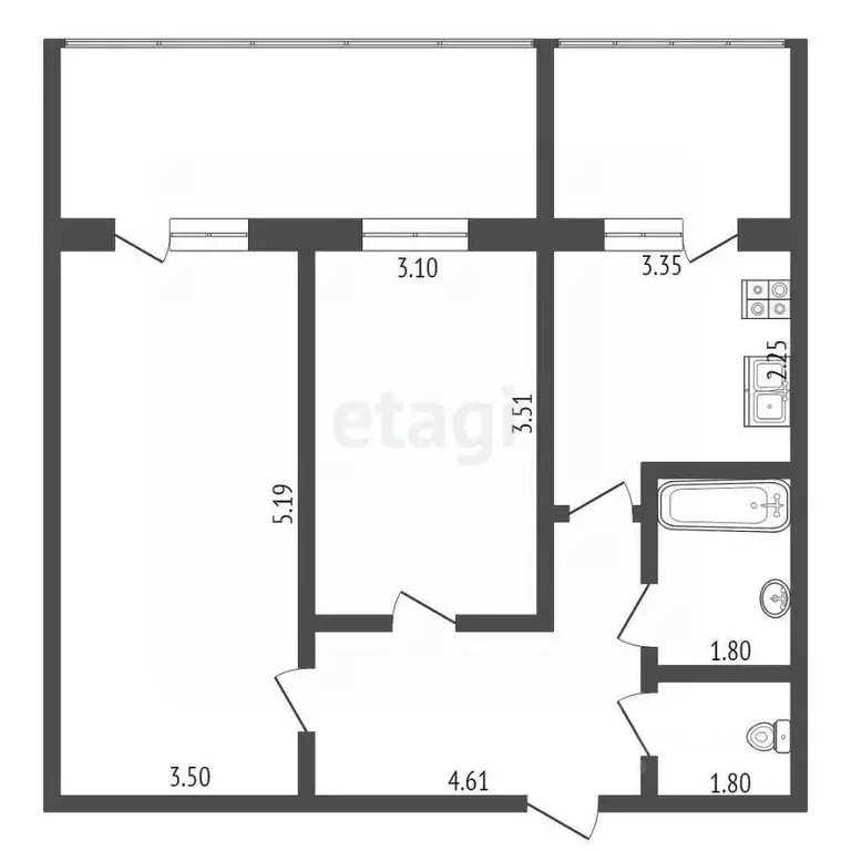 2-к кв. Коми, Сыктывкар Тентюковская ул., 330 (48.3 м) - Фото 1