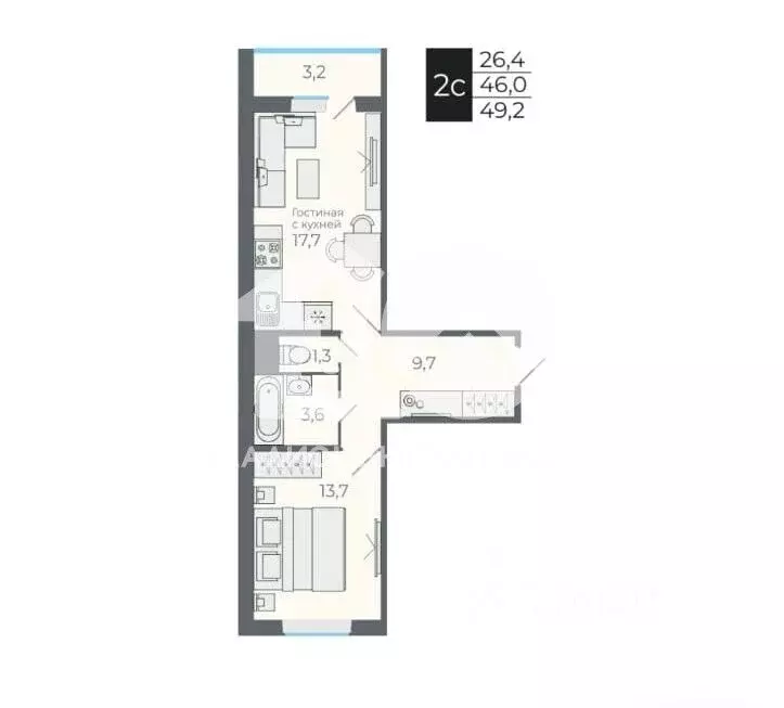 2-к кв. Новосибирская область, Новосибирский район, Станционный ... - Фото 1