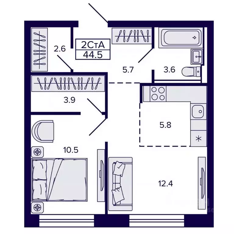 2-к кв. Хабаровский край, Хабаровск ул. Карла Маркса (44.47 м) - Фото 1
