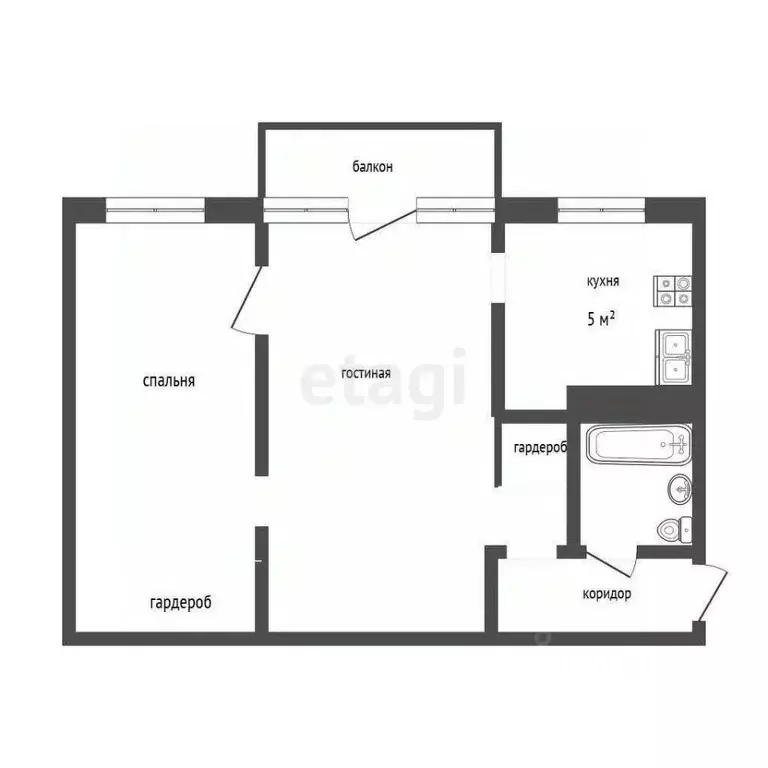 2-к кв. Белгородская область, Белгород ул. Некрасова, 25а (43.9 м) - Фото 1