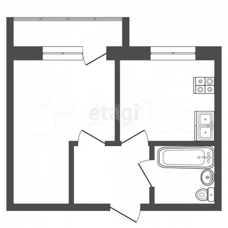 1-к. квартира, 36,1 м, 4/5 эт. - Фото 0
