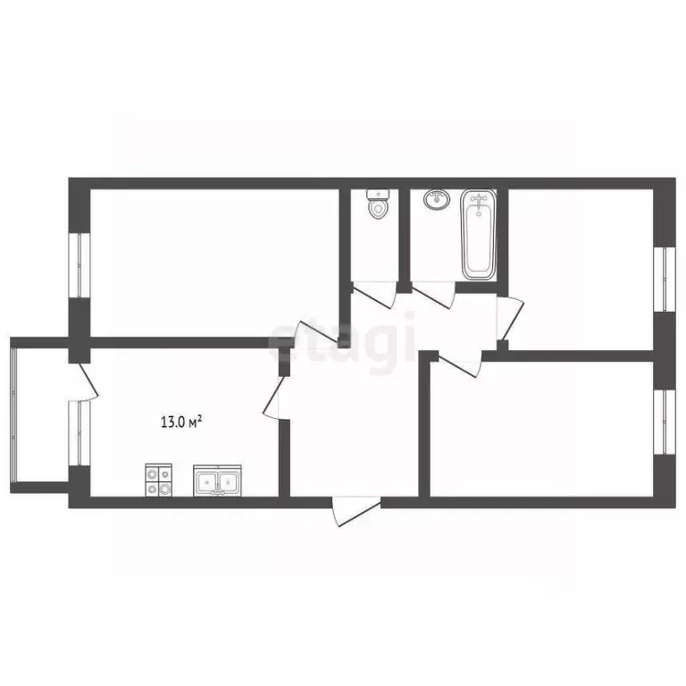 3-к кв. Псковская область, Псков ул. Шелгунова, 15 (66.2 м) - Фото 2