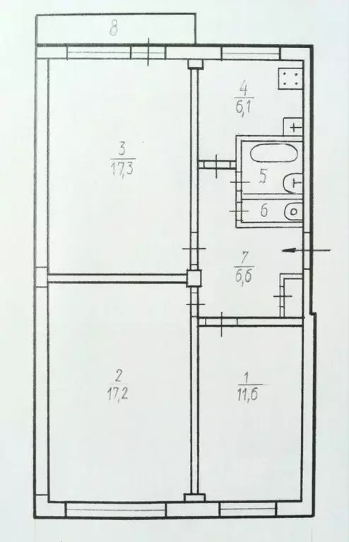 3-к кв. Архангельская область, Северодвинск ул. Дзержинского, 16 (62.7 ... - Фото 2