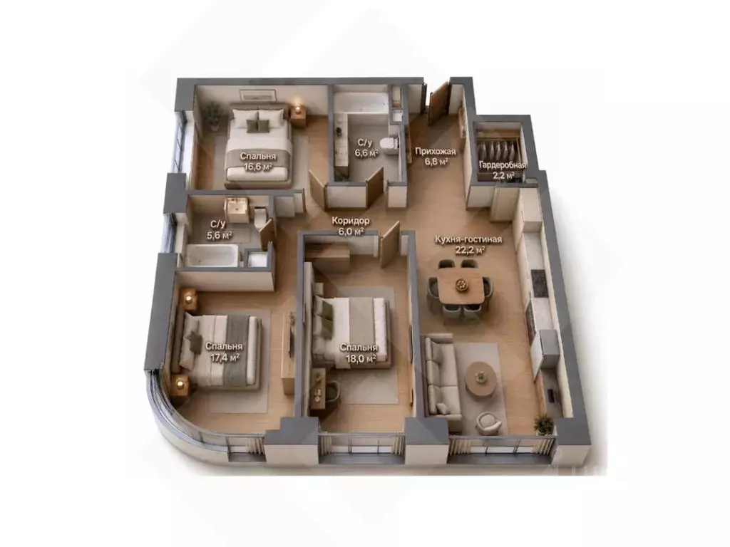 4-к кв. Москва ул. Нижние Мневники, 16к3 (103.0 м) - Фото 2