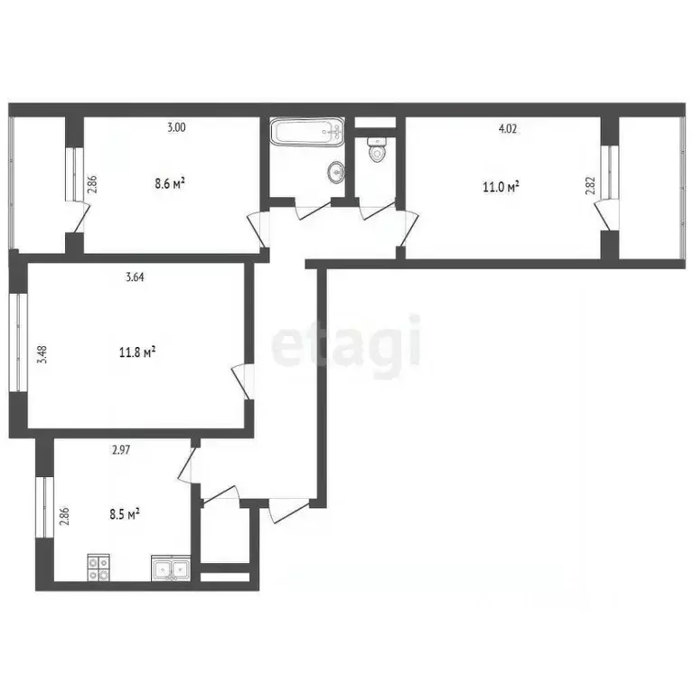 3-к кв. Мордовия, Саранск Ярославская ул., 1 (62.9 м) - Фото 2