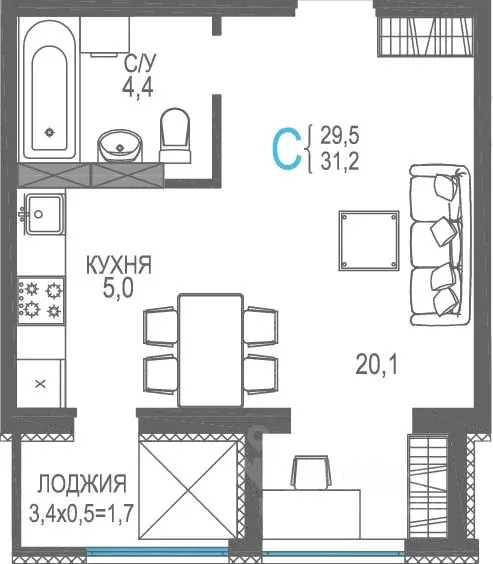 Студия Крым, Евпатория просп. Ленина, 66Б (32.9 м) - Фото 0