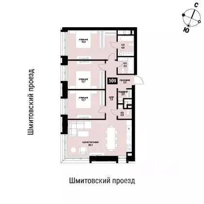 3-к кв. Москва Шелепиха жилой комплекс (97.9 м) - Фото 0
