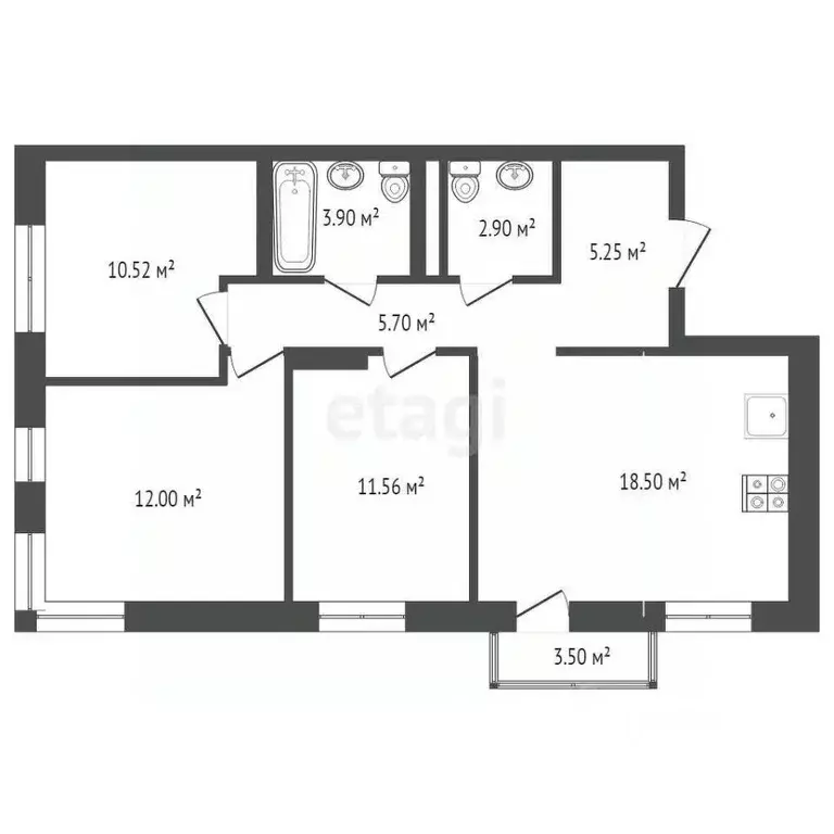 3-к кв. Удмуртия, Ижевск ул. 10 лет Октября, 79 (70.2 м) - Фото 1