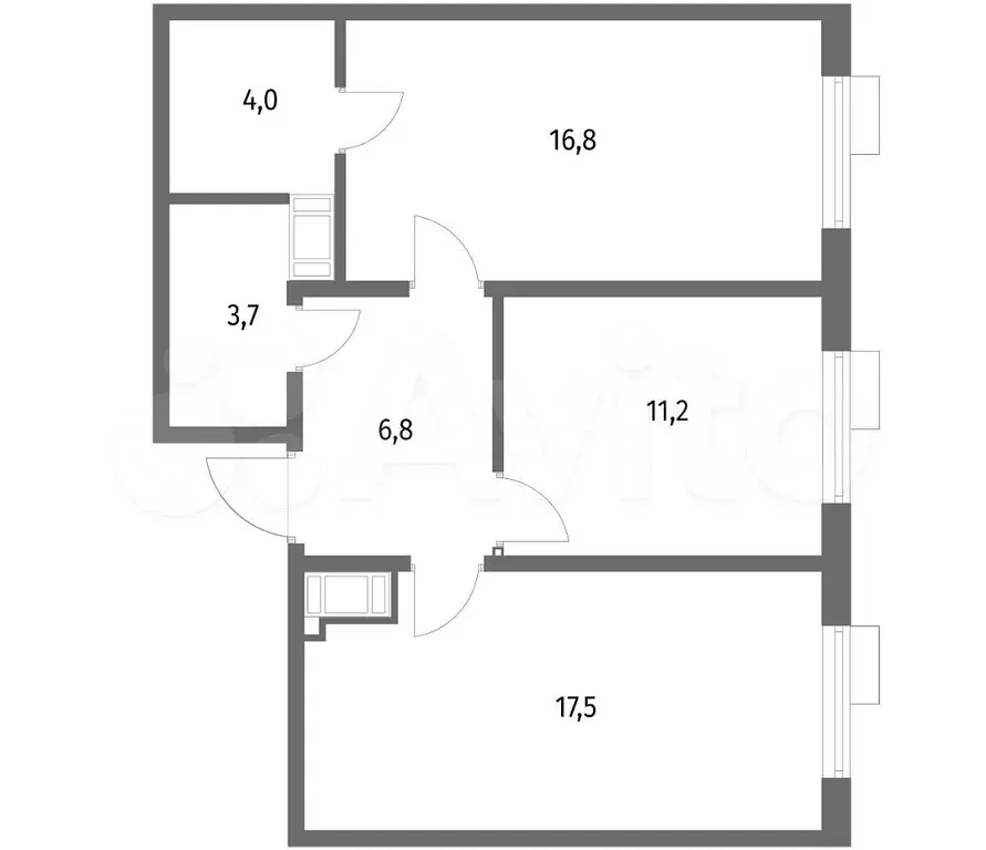 2-к. квартира, 60 м, 7/8 эт. - Фото 1