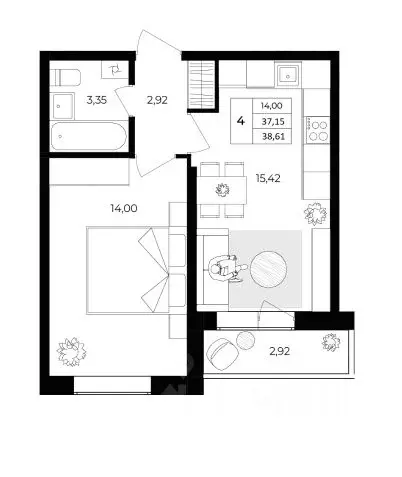 1-к кв. Ярославская область, Ярославль Ленинградский просп., 102 ... - Фото 2