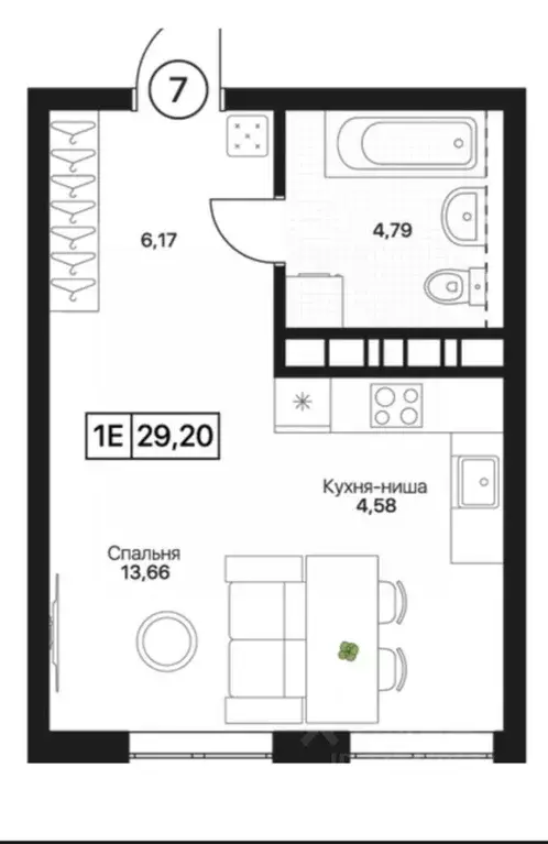 Студия Московская область, Пушкино Пушкино Град жилой комплекс, к3 ... - Фото 2