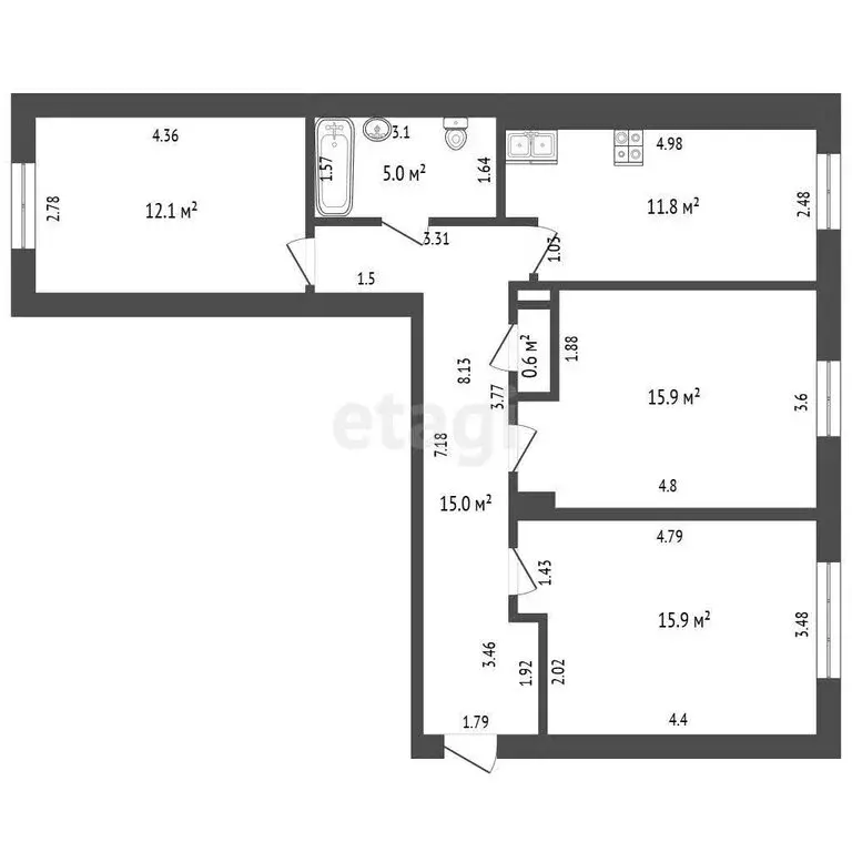 3-комнатная квартира: Стерлитамак, улица Цюрупы, 30 (76.3 м) - Фото 1