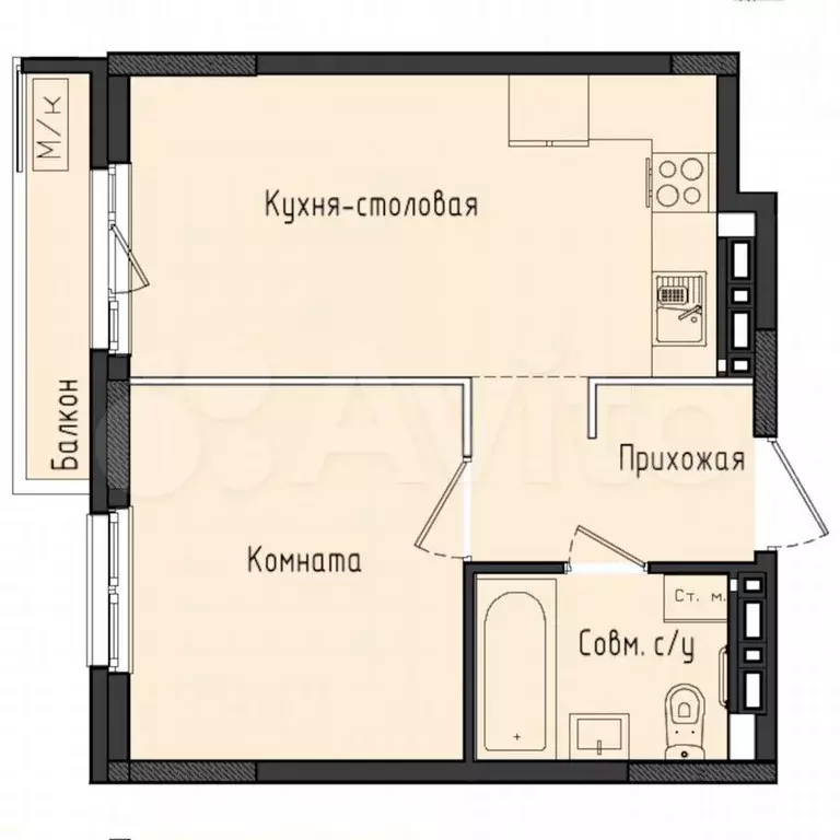 1-к. квартира, 35,5 м, 10/11 эт. - Фото 0