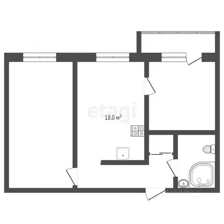 2-к кв. Тюменская область, Тюмень ул. Федюнинского, 58к2 (58.8 м) - Фото 1