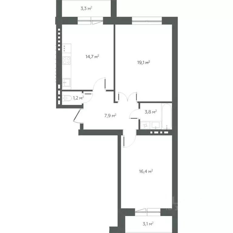 2-к кв. Самарская область, Волжский район, Петра Дубрава городское ... - Фото 2