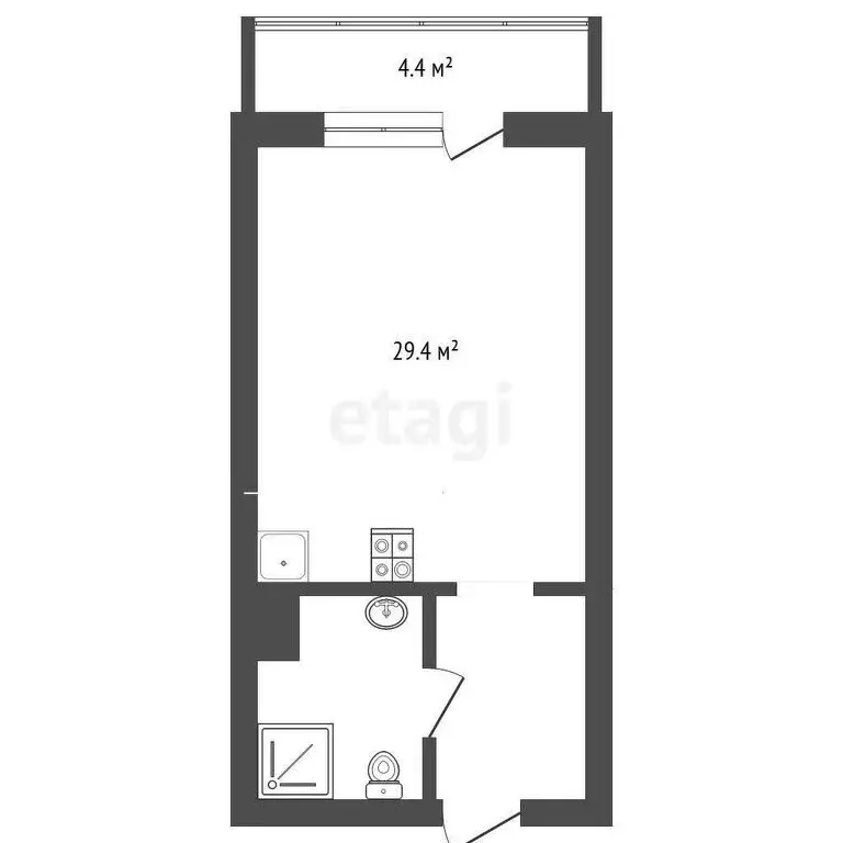 Квартира-студия: Тюмень, Комбинатская улица, 54к2 (33.1 м) - Фото 0
