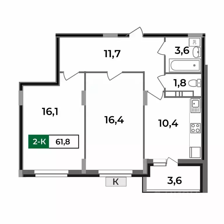 2-к кв. Владимирская область, Ковров Еловая ул., 82 (61.8 м) - Фото 0