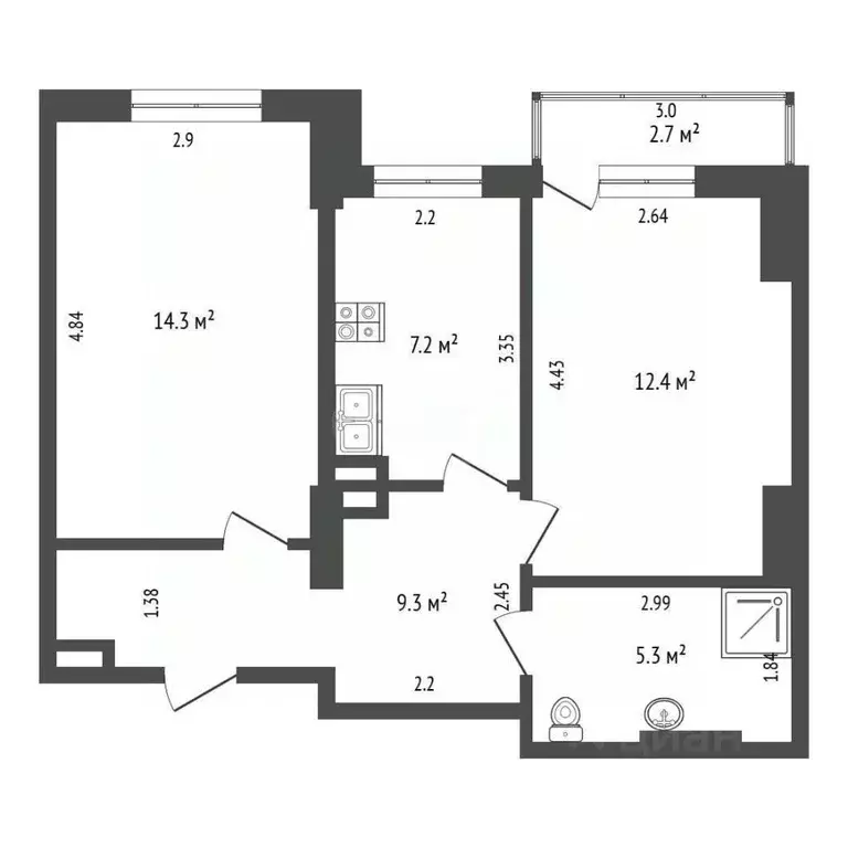 2-к кв. Ростовская область, Ростов-на-Дону Новое Поселение мкр, ул. ... - Фото 2