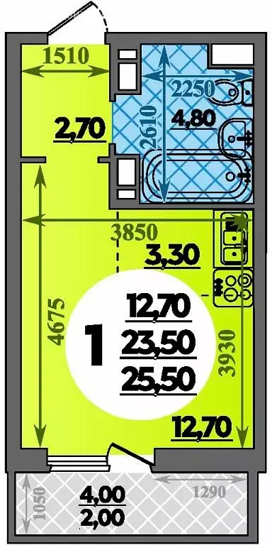 Квартира-студия: Краснодар, улица Героев-Разведчиков, 11к2 (25.5 м) - Фото 1