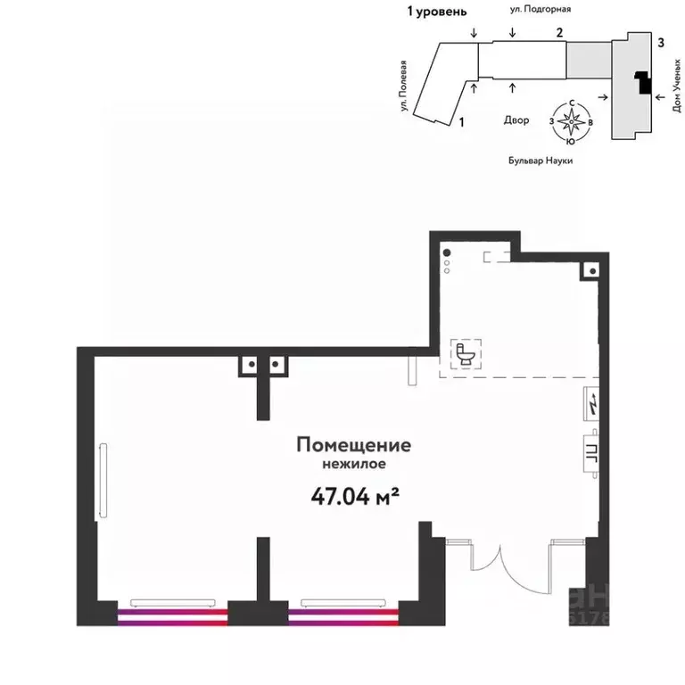Торговая площадь в Тюменская область, Тюмень Подгорная ул., 73 (47 м) - Фото 1