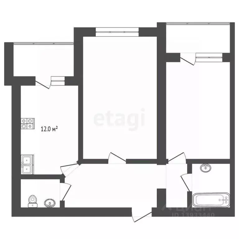 2-к кв. Тюменская область, Тюмень ул. Пермякова, 78к4 (66.3 м) - Фото 1