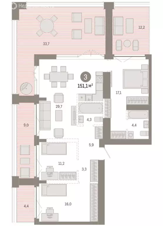3-комнатная квартира: Новосибирск, Большевистская улица, 66 (151.06 м) - Фото 1
