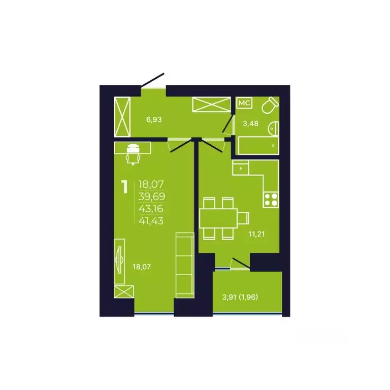 1-к кв. Башкортостан, Уфа ул. Михаила Зайцева, 6 (41.5 м) - Фото 1