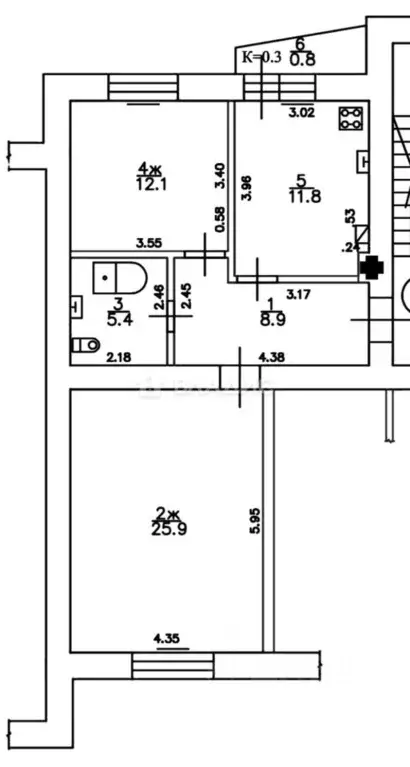 2-к кв. Калининградская область, Калининград ул. Нансена, 68 (65.0 м) - Фото 2