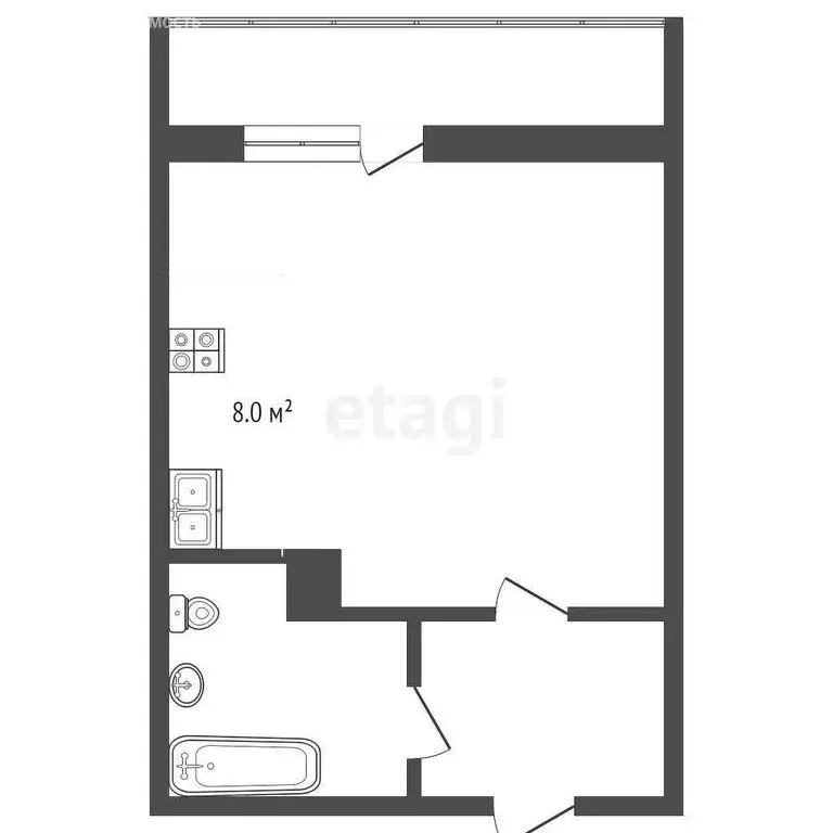 Квартира-студия: Тюмень, Верхнетарманская улица, 1 (19.9 м) - Фото 1