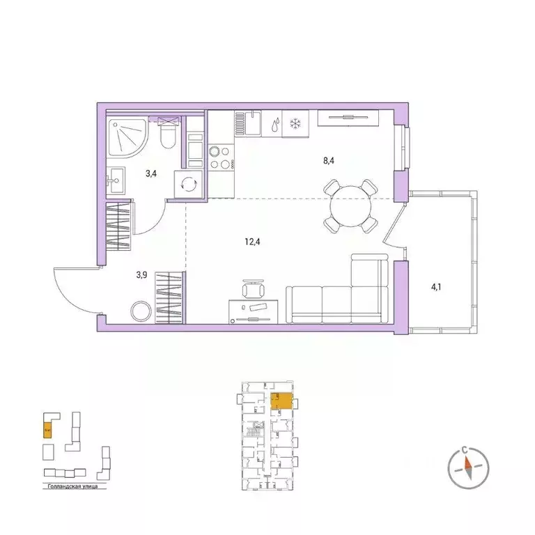 Квартира, студия, 29.3 м - Фото 1
