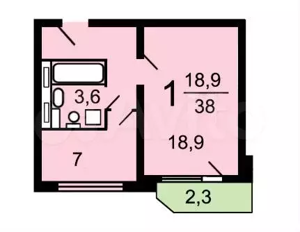 1-к. квартира, 38 м, 16/17 эт. - Фото 0