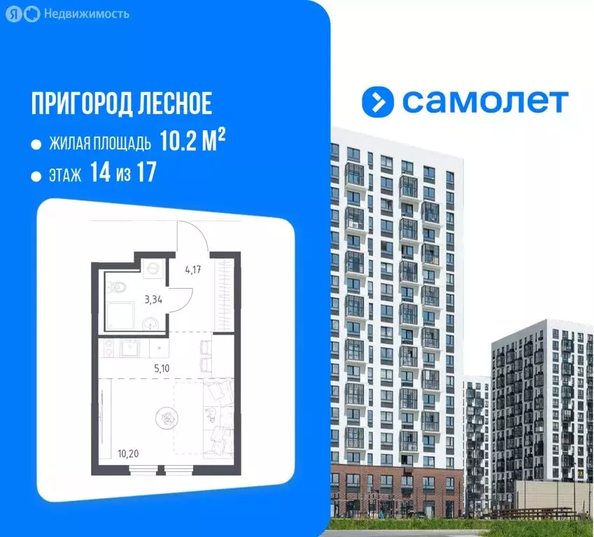 Квартира-студия: посёлок городского типа Мисайлово, микрорайон ... - Фото 2
