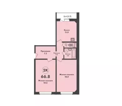 Продаётся 2-к квартира, 66.8 м - Фото 0