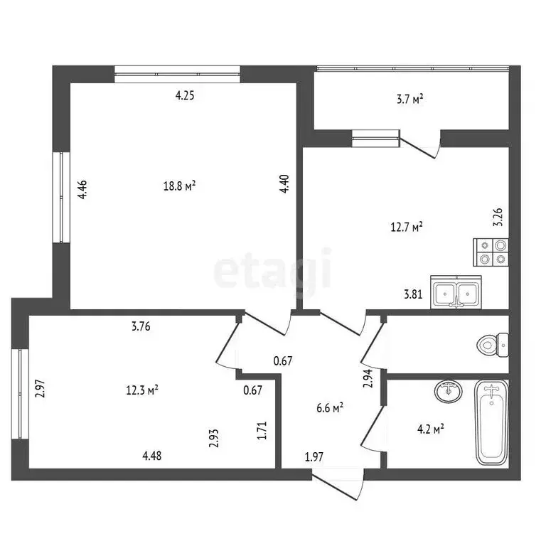 2-комнатная квартира: Санкт-Петербург, Комендантский проспект, 61 ... - Фото 1