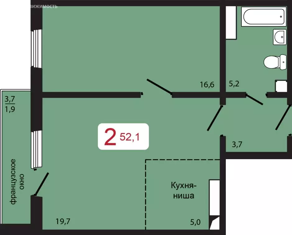 3-комнатная квартира: Красноярск, Судостроительная улица, 31В (52.1 м) - Фото 1