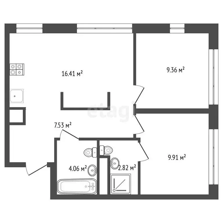 2-комнатная квартира: Тюмень, улица Тимофея Чаркова, 87 (50.1 м) - Фото 1