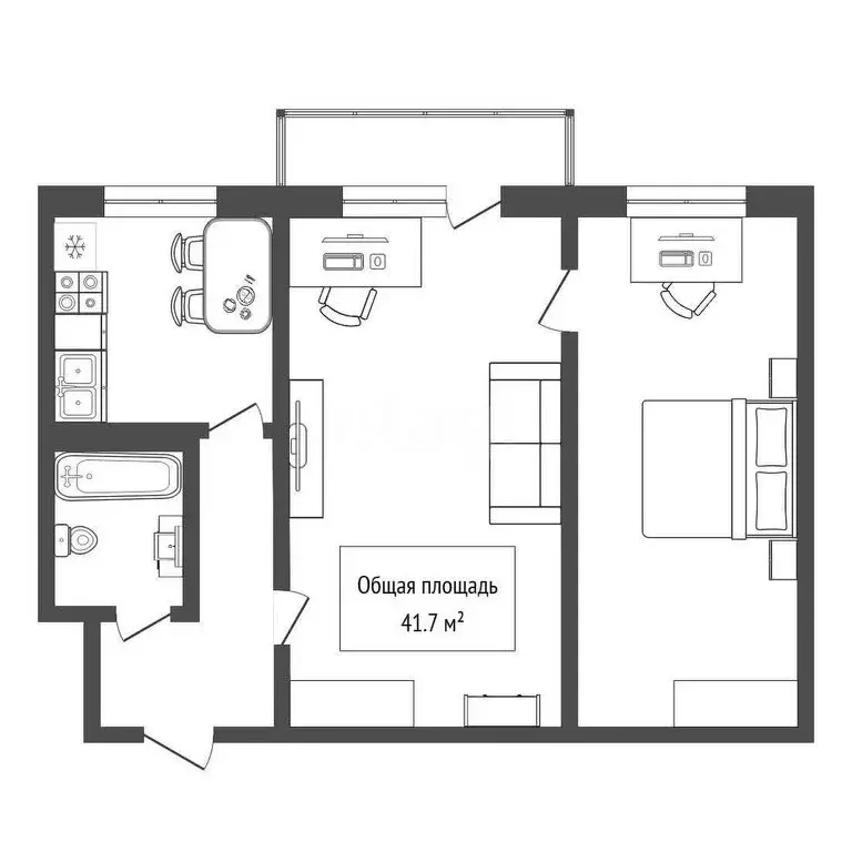 2-комнатная квартира: Новосибирск, проспект Дзержинского, 81/2 (41.7 ... - Фото 1