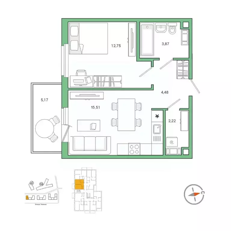 1-к кв. Ленинградская область, Гатчина ул. Чехова, 39 (40.3 м) - Фото 1
