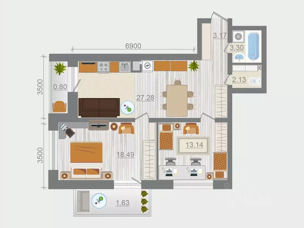 2-к кв. Ленинградская область, Ломоносовский район, Горбунковское ... - Фото 1