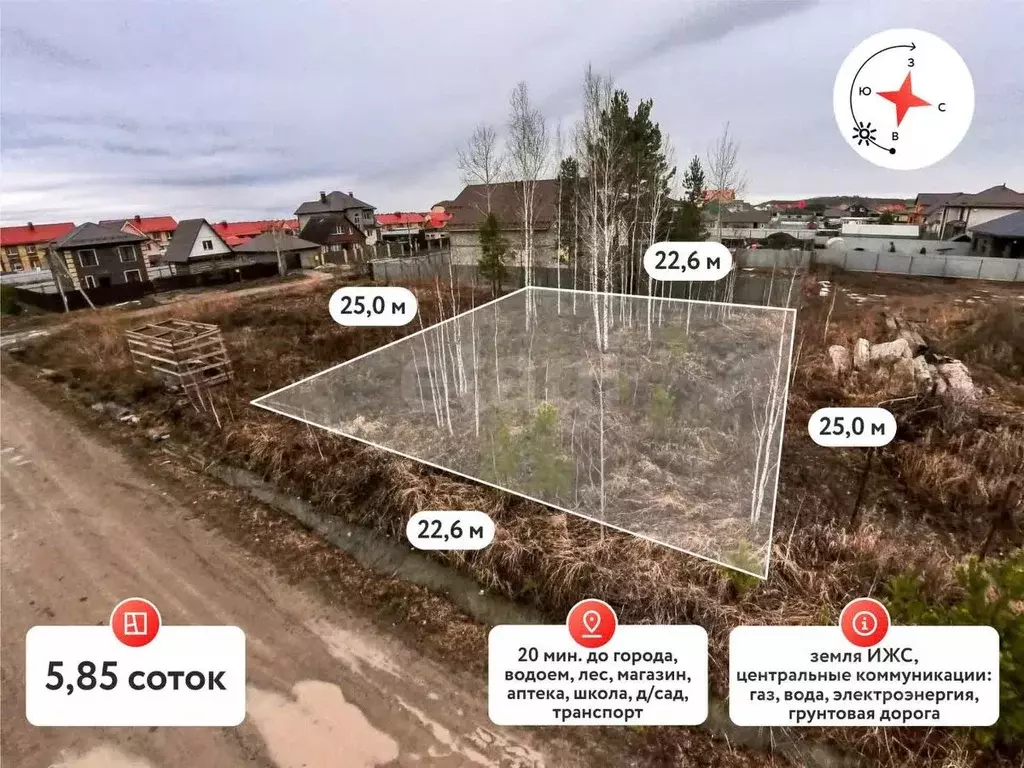 Участок в Тюменская область, Тюменский район, д. Ушакова, Молодежный ... - Фото 1